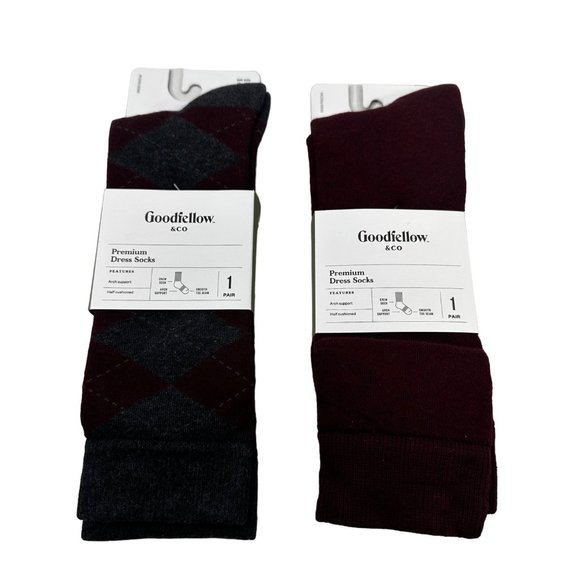 Goodfellow And Co Men's Size 6-12 Socks Premium Dress Crew 2 Pair New - Picture 1 of 7